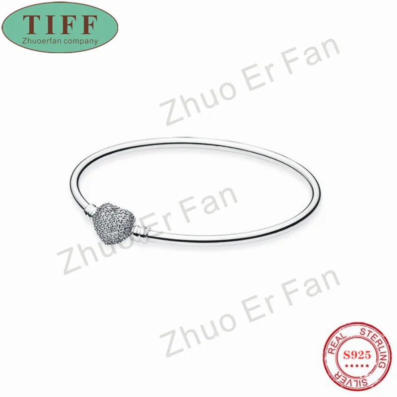 TIF pan 925 пробы серебряный браслет. Розовое золото сердце Застежка Шарм оригинальные ювелирные изделия Роскошные модные женские подарок - Окраска металла: Золотой цвет