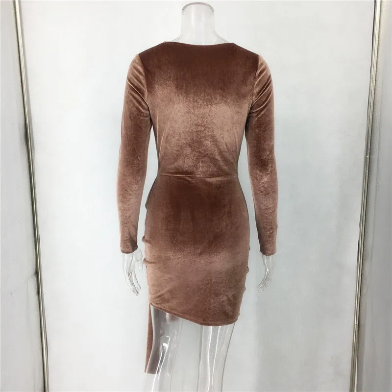 Бархатное сексуальное платье с глубоким v-образным вырезом женское облегающее