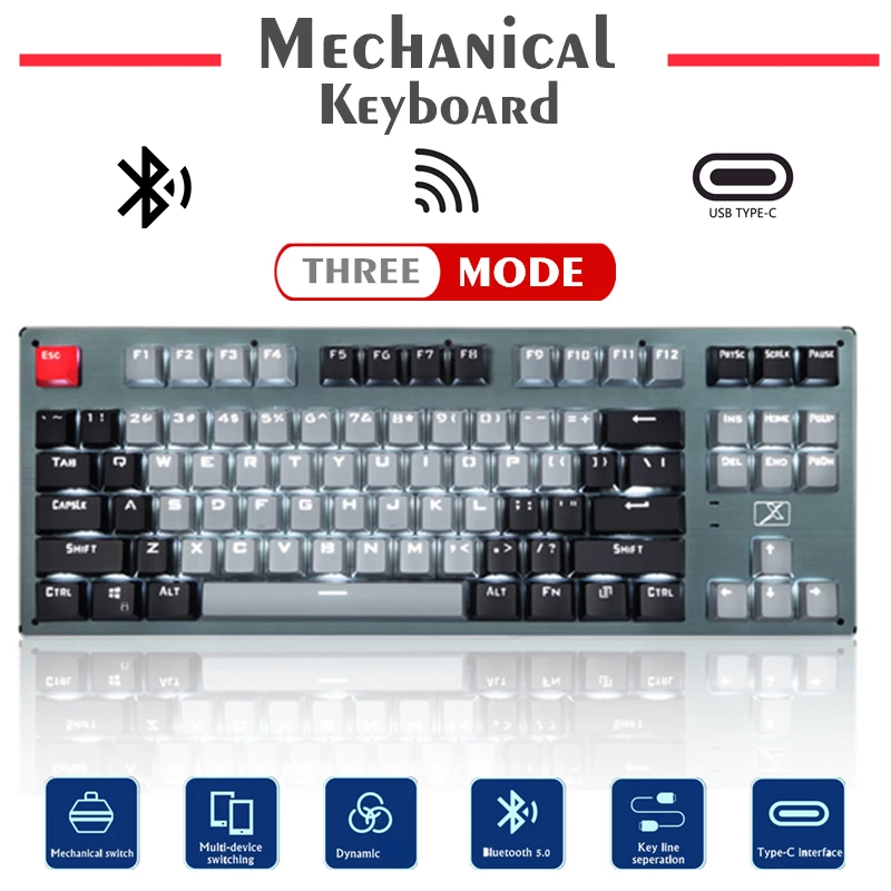Механическая клавиатура RF912D беспроводная Проводная игровая с подсветкой 87