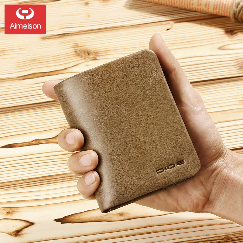 Тройной складной бумажник для паспорта мужской кошелек короткий верхний слой из