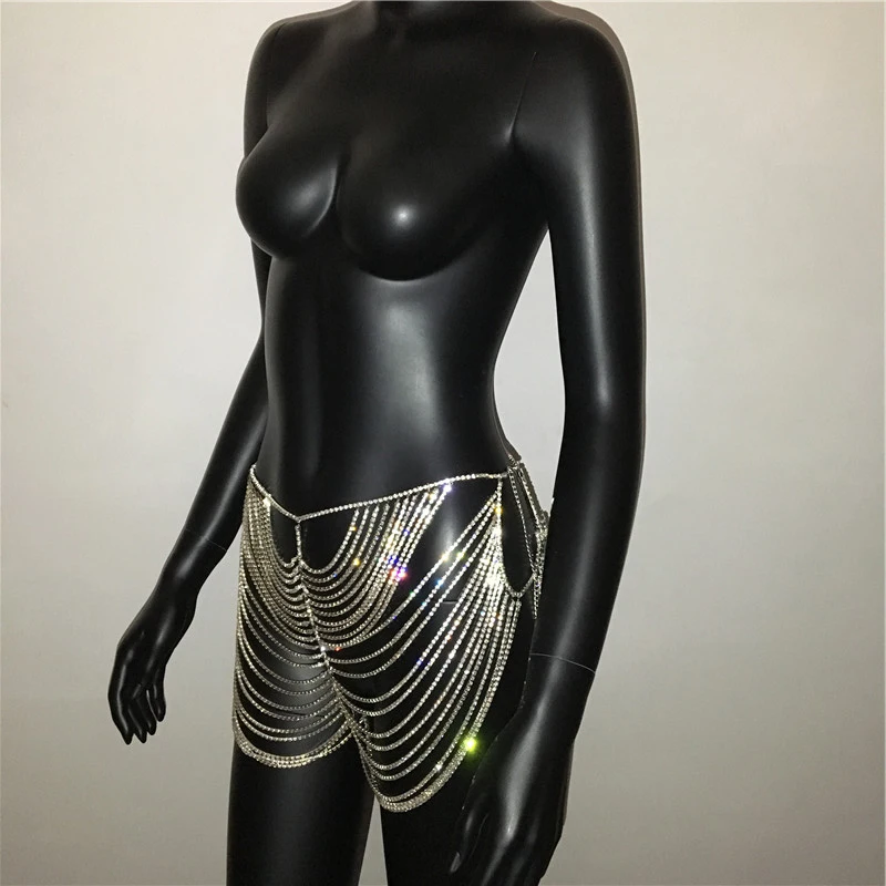 

Crystal Rhinestone Waist Belly Bikini Chain Women Underwear Sexy Body Harness Party Chic Body Chain Jewelry