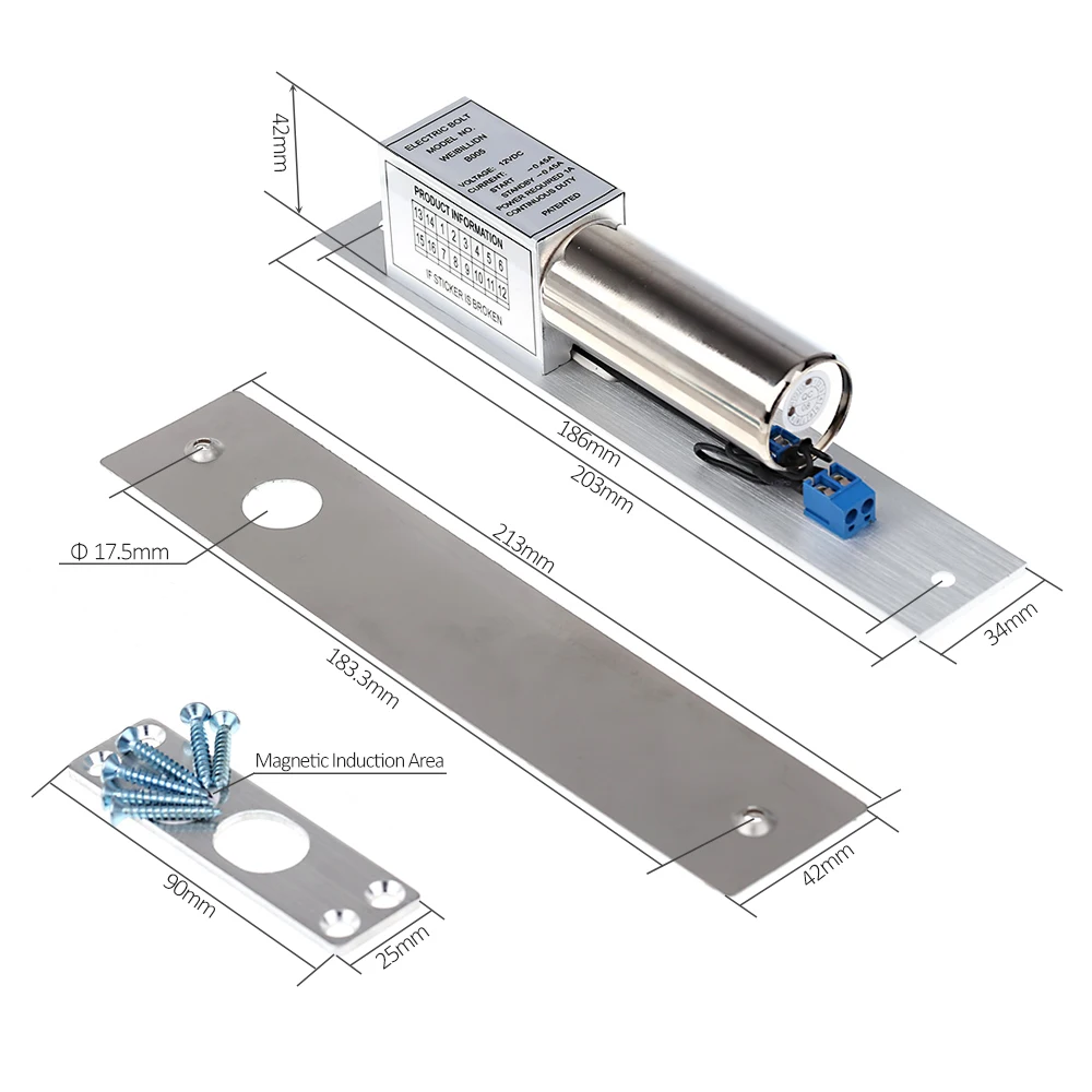 Электрический дверной замок с откидным болтом постоянный ток 12 В магнитный