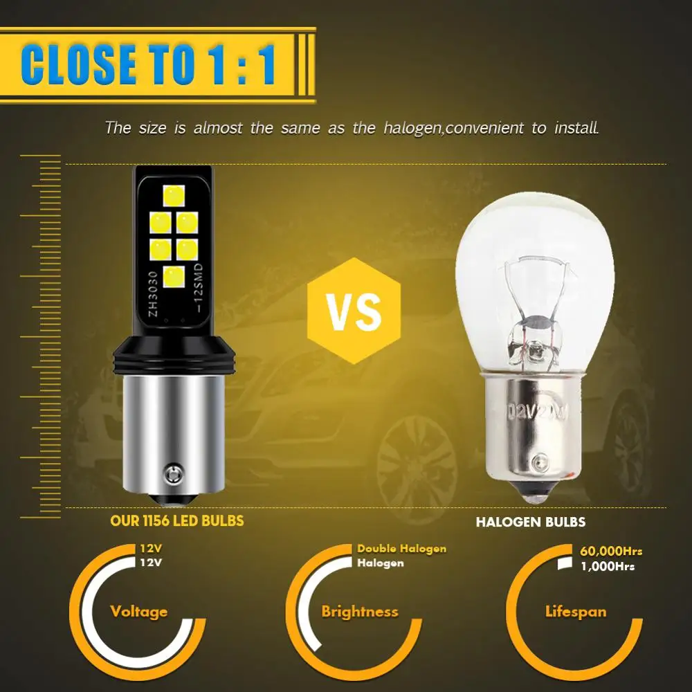Светодиодная лампочка CANBUS 2x1156 BA15S P21W 3030 SMD автомобильная подсветка заднего хода