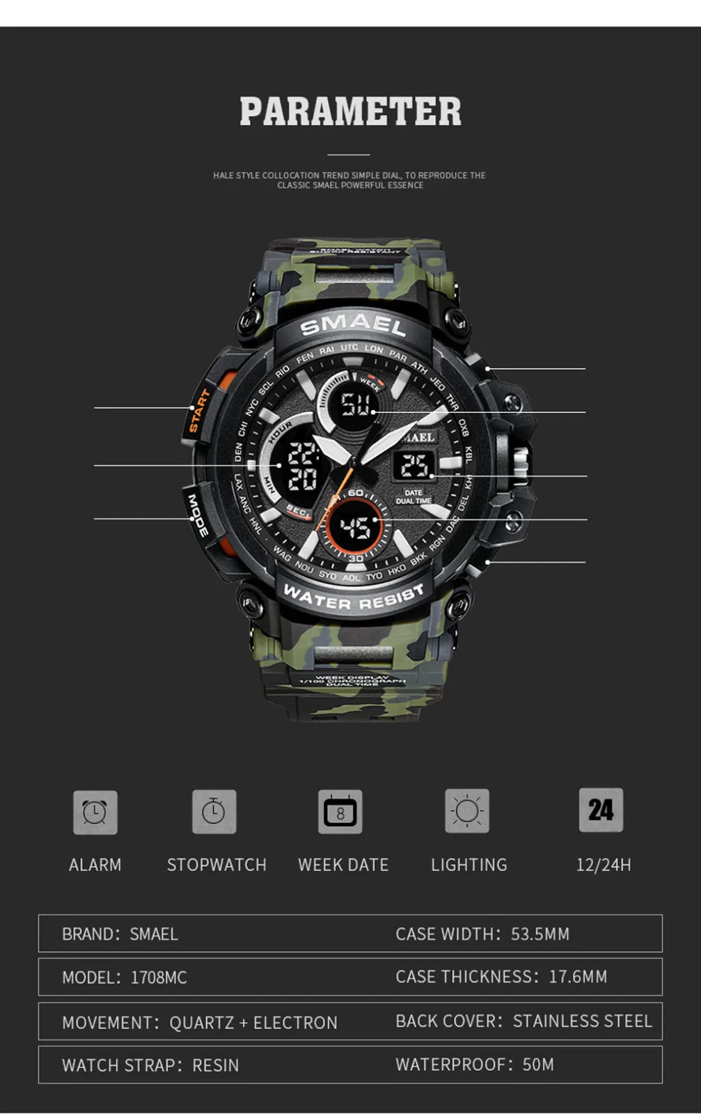 

Mechanical Men Sport Watch Dual Display Analog Digital LED Electronic WristWatch Male Outdoor Fitness Wrist Clock Zegarek meski