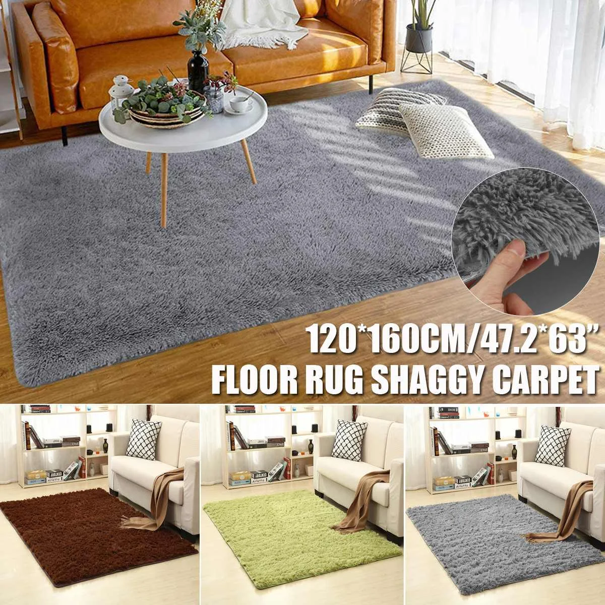 

1.6X1.2m Modern Super Soft Rectangle carpet Fluffy Rugs Anti-Skid Shaggy Area Rugs Livingroom/Bedroom carpets Home Decor