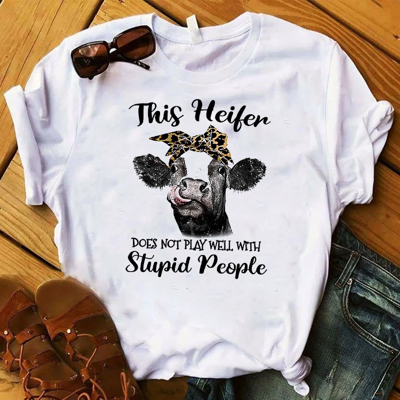 Женская футболка графическая Винтажная с изображением быка забавные печатные