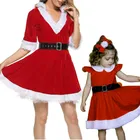 Рождественское платье для мамы и дочки; Одинаковые комплекты для семьи; Рождественские праздничные платья Мама и я с Сантой; Праздничная Пижама