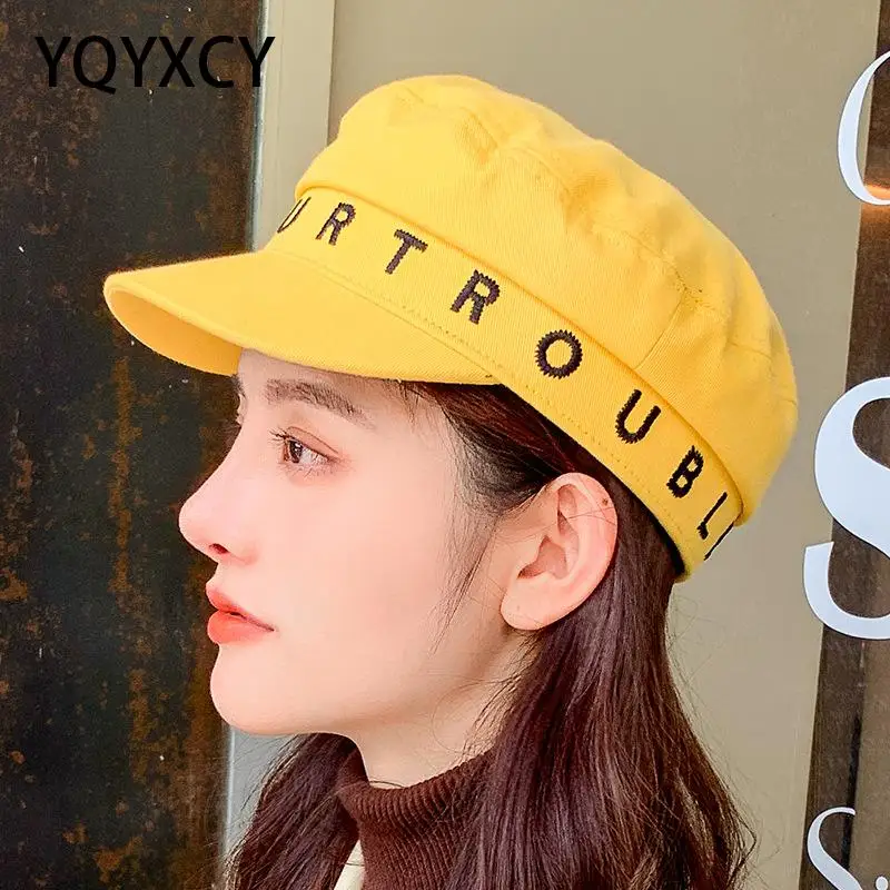 

YQYXCY Hats For Women Autumn Winter Hat Female Letter Embroidered Fashion Military Cap Casquette Gorras Casual Vintage Chapeu