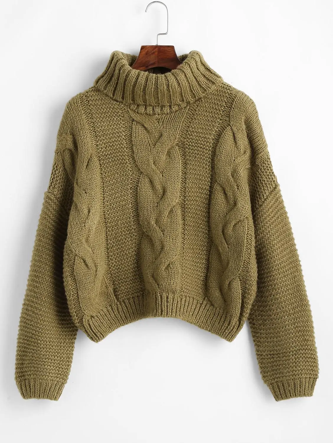 ZAFUL водолазка элегантный свободный Женский вязаный короткий свитер с высоким