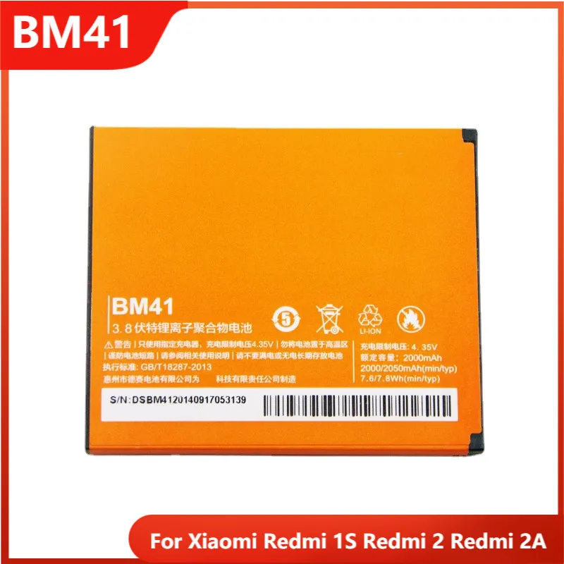 

Phone Battery BM41 For Xiaomi Redmi 1S Redmi2 Redmi2A Redmi1S Redmi 2 Redmi 2A BM41 Replacement Rechargable Batteries 050mAh