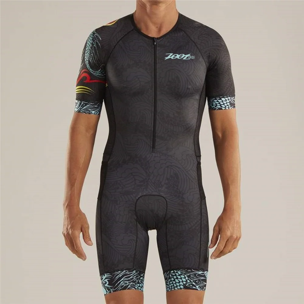 Трикотажный костюм Zootekoi для велоспорта, высококачественные мужские триатлоновые трико с коротким рукавом, трикотажные комбинезоны для шос...