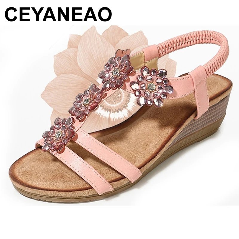 

CEYANEAO Women's sandals Cute American-style high-heeled sandals with round toe and elastic ribbon large sizes 35-42