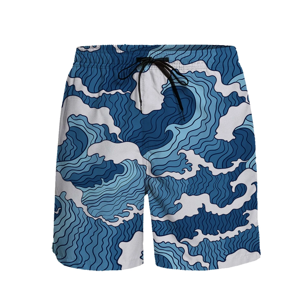

Quick Dry Summer Men's Siwmwear Beach Board Shorts Briefs For Man Swim Trunks Swim Shorts Surfing Motion Beachwear Wave Pattern