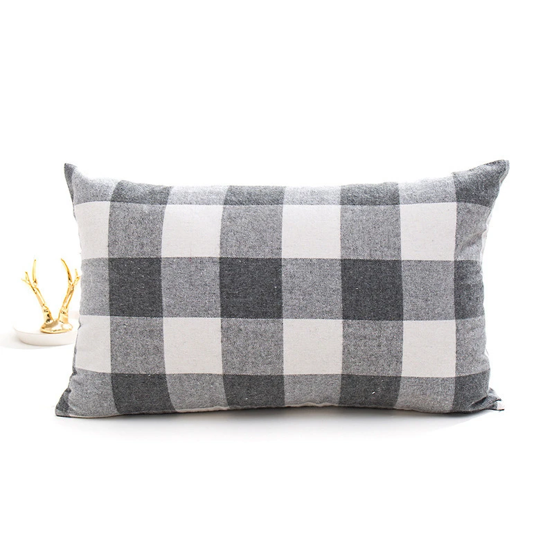 Современная Скандинавская серая красная клетчатая искусственная Подушка