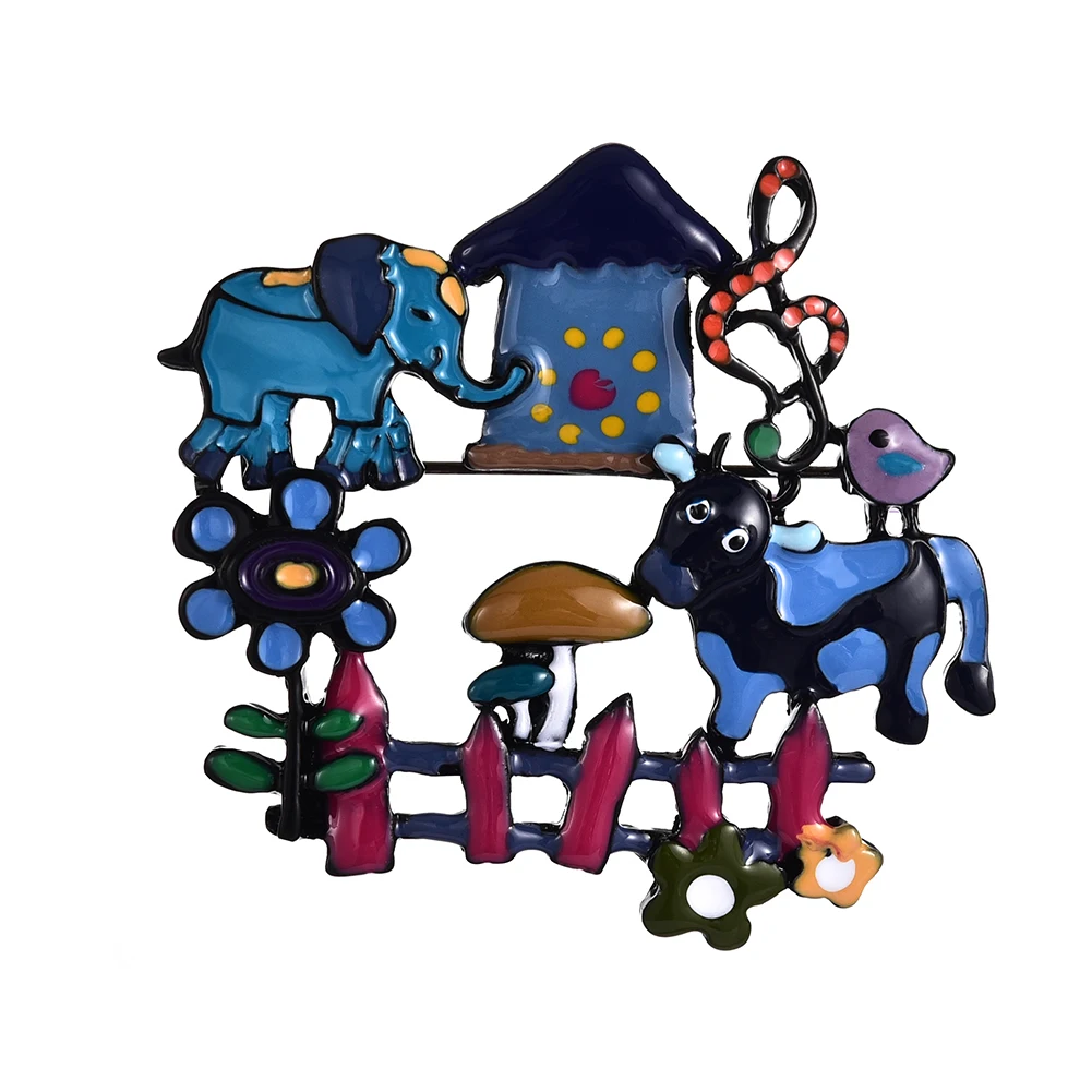 2019 Cring coco Новое поступление корова дом Цветок Птица слон любимый брошь блузка и