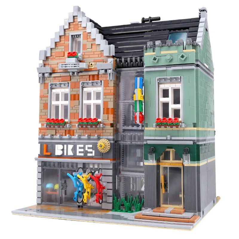 

10004 MOC City Street View Architecture Series Bike Shop Model 3668PCS Building Blocks Bricks Toys Kids Birthday Gift Set