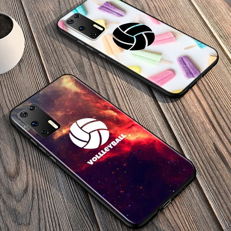 

Volleyball Sport For Huawei P40 P30 P20 Pro P10 P9 P8 Lite E Plus 5G 2019 Phone Case Bright Black Silicone Cover