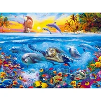 gatyztory oil painting by numbers dolphin turtle marine animals kits pictures drawing canvas handpainted diy home decoration