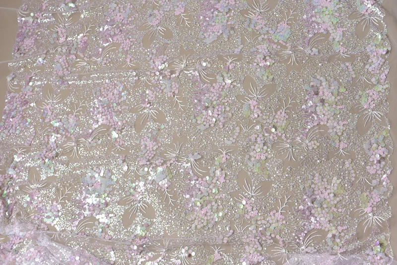 130 см * 1 ярд сказочные розовые блестки бисерные кружевные ткани для свадебного
