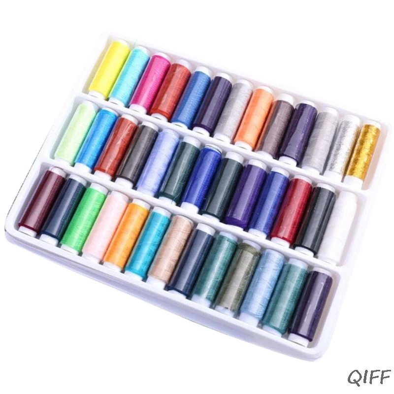 

39 Assorted Color Polyester Sewing Threads Spool Set for Dressmaking Quilting Hand-Stitching Machine-Sewing Accessories