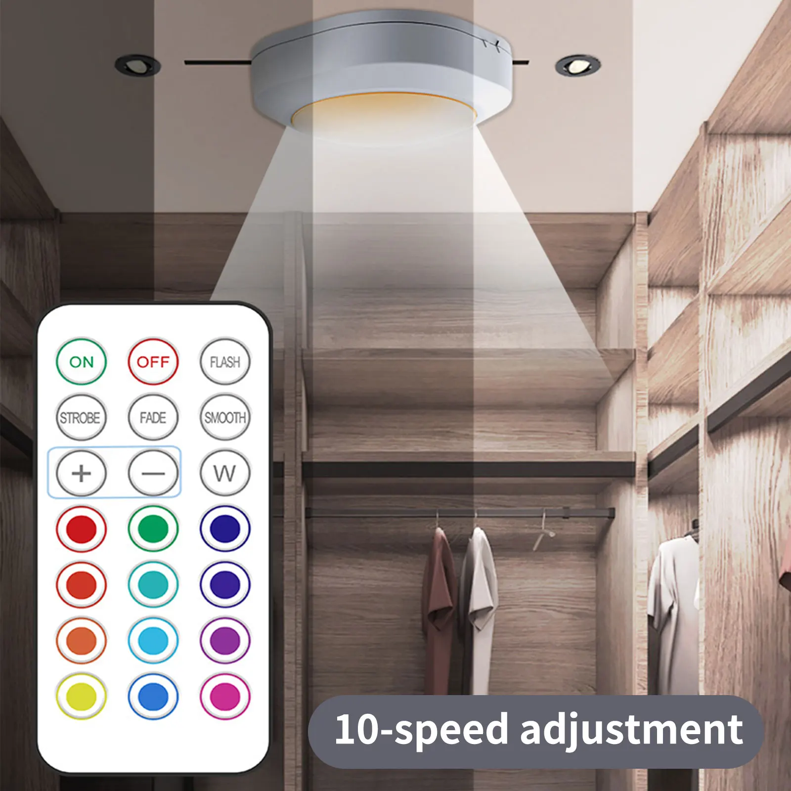 

6PCS Wardrobe Lamp With Remote Controller 13 Colors Changing LED Landscape Lamp Press Switch Battery Powered Decoration Lamp