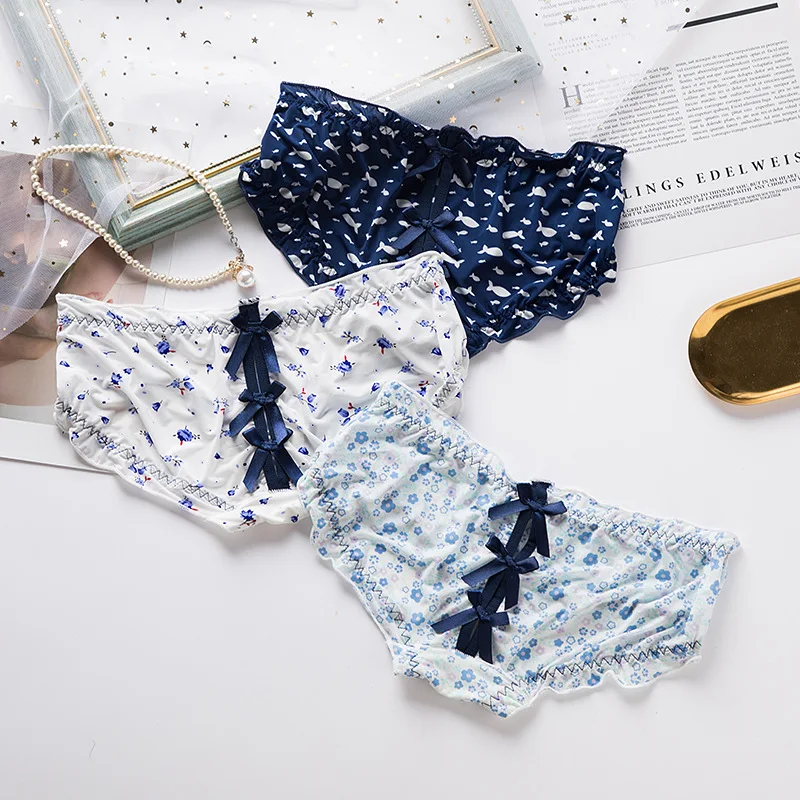 Японский стиль ледяной шелк милые бесшовные трусики стринги для секса женские