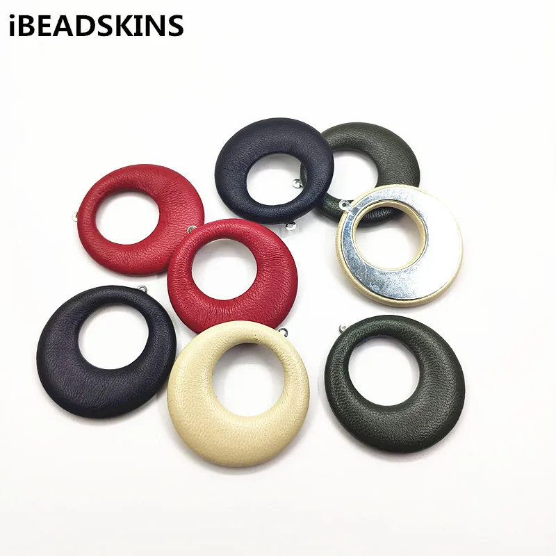 random mix color Новое поступление! 43x40 мм 30 шт ПУ эффект круглой формы Шарм для сережек аксессуары частей, ювелирных изделий DIY - Цвет: random mix color