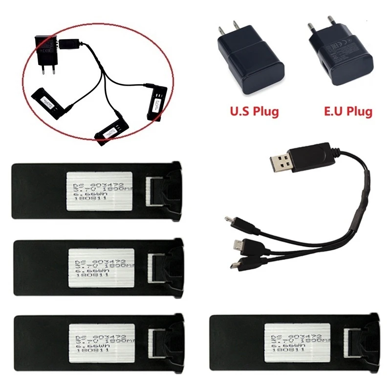 

Литий-полимерный аккумулятор 3,7 в 1800 мАч с зарядным устройством 3-в-1 для фотоаппарата JD20S YH18S RC Запасные части для квадрокоптера 3,7 в перезаря...