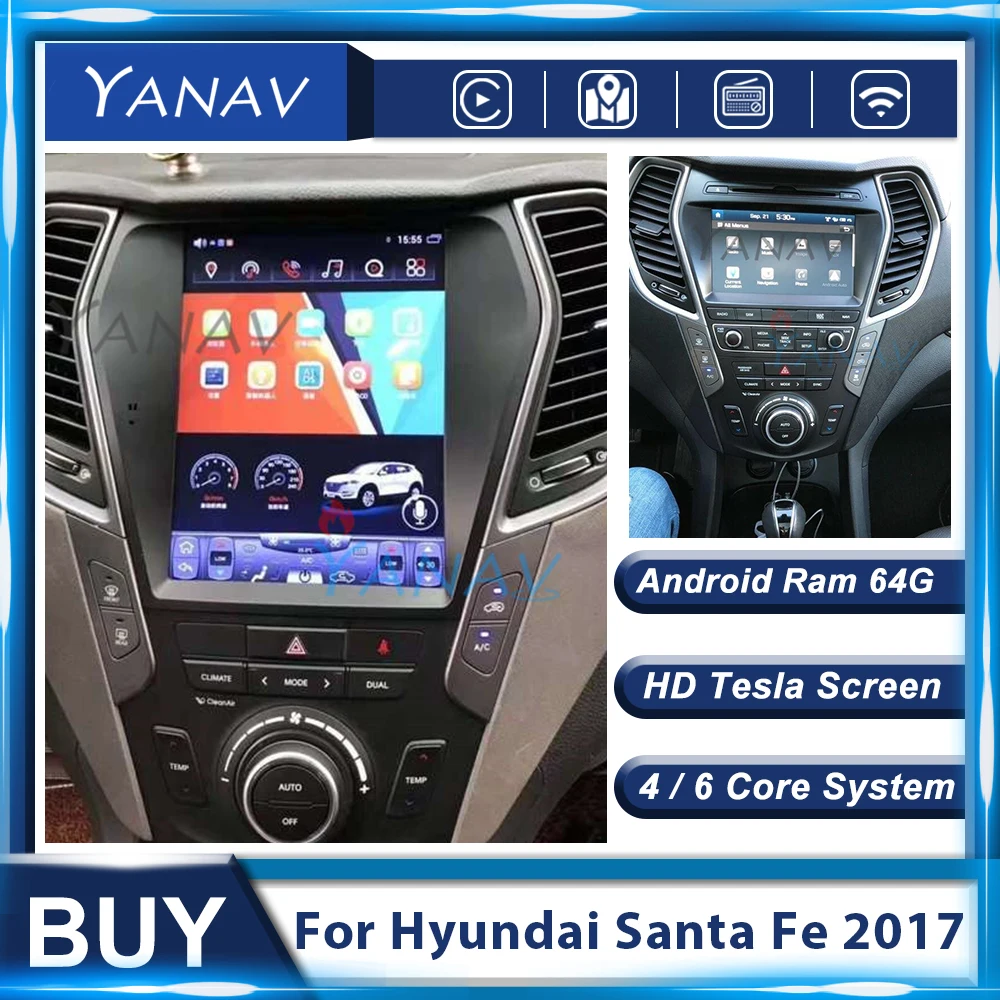 Автомагнитола 2 Din на Android мультимедийный плеер для Hyundai Santa Fe 2017 автомобильная