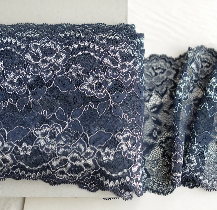 2 м 10 см синие джинсы с эластичной резинкой на кружево отделка шитье гипюровые