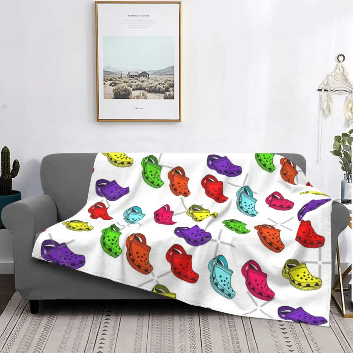 

Paquete de pegatinas de muchos Crocs, manta, colcha, cama secros, funda de lino para playa, Sudadera con capucha, manta para