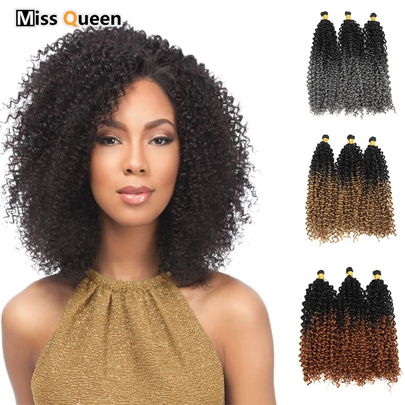 MISS QUEEN 12 "Длинные Синтетические Омбре странные кудрявые Marly коса крючком