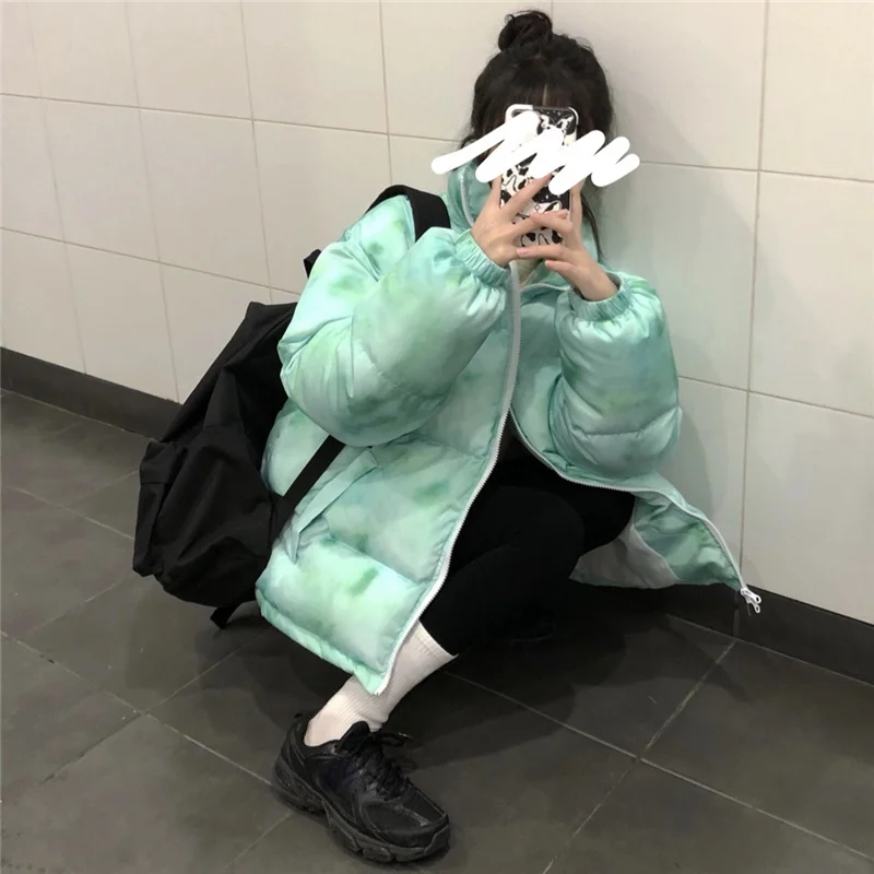 Парка Woherb с принтом тай-дай женская зимняя повседневная винтажная стеганая