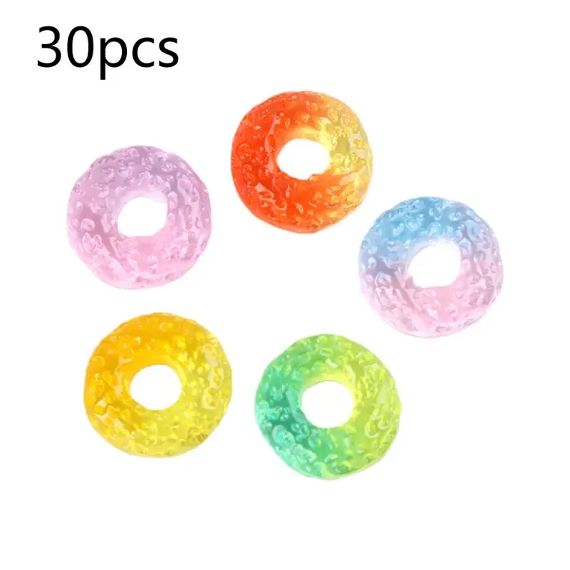 

30Pcs Mini Jelly Sweet Buns Resin Cabochon Kawaii Rainbow Transparent Play Food Flatback Embellishment DIY Phone Decor