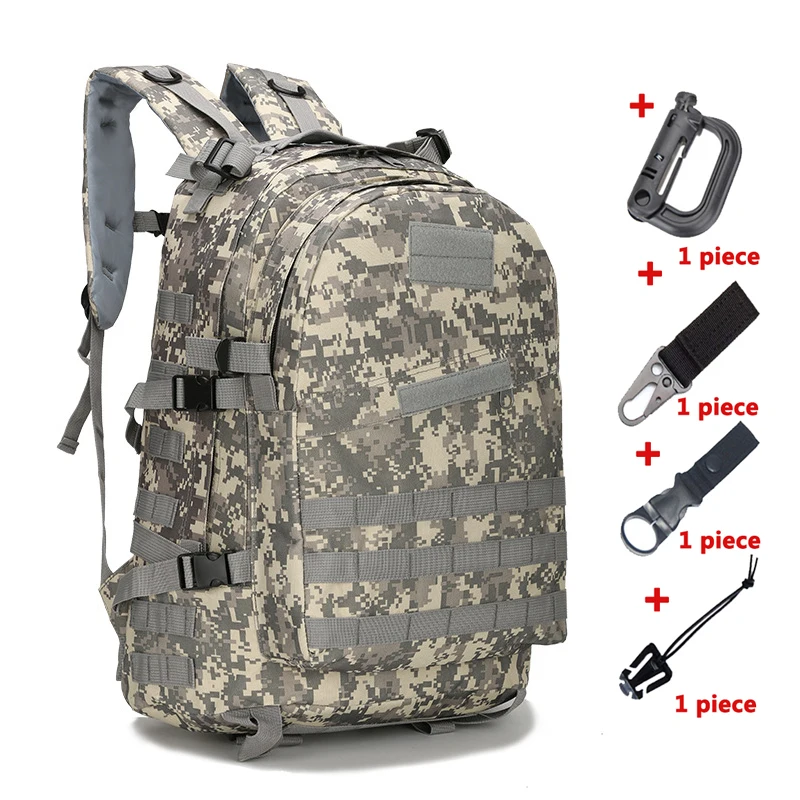 ACU with hooks 45L военный тактический рюкзак армейский Molle Штурмовые сумки для походов, походов, кемпинга, охоты, камуфляжная сумка Mochila большой емкости - Цвет: ACU with hooks