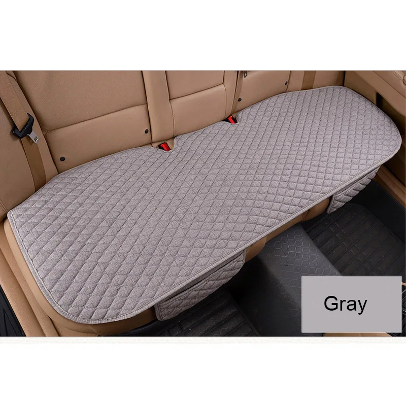 gray rear 1 piece Льняная ткань чехол для сиденья автомобиля четыре сезона Передняя Задняя льняная подушка дышащий протектор коврик авто аксессуары универсальный размер - Название цвета: gray rear 1 piece