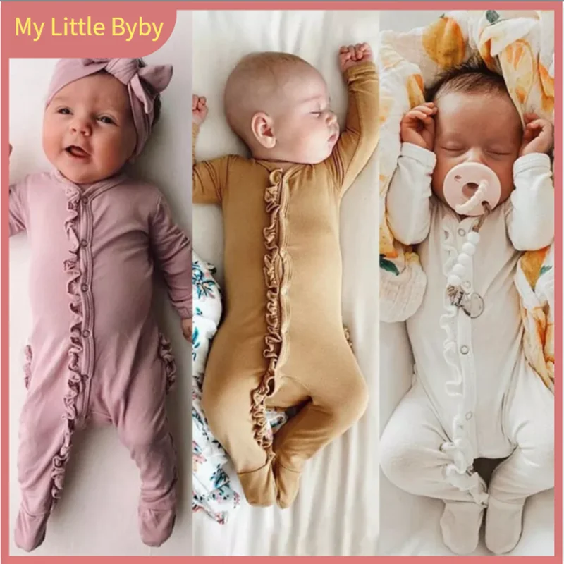 Новый Стильный комбинезон Pudcoco с цветочным принтом для новорожденных девочек и