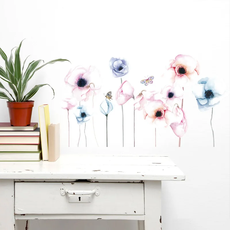 Свежие красивые цветы наклейки на стену для гостиной спальни украшения дома