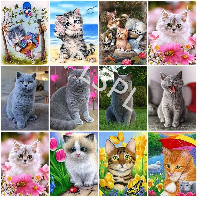 

5D Diamond Painting Cartoon Embroidered Animal Cat Square Round Diamond Nordic Cross Stitch Rhinestone Home Decor