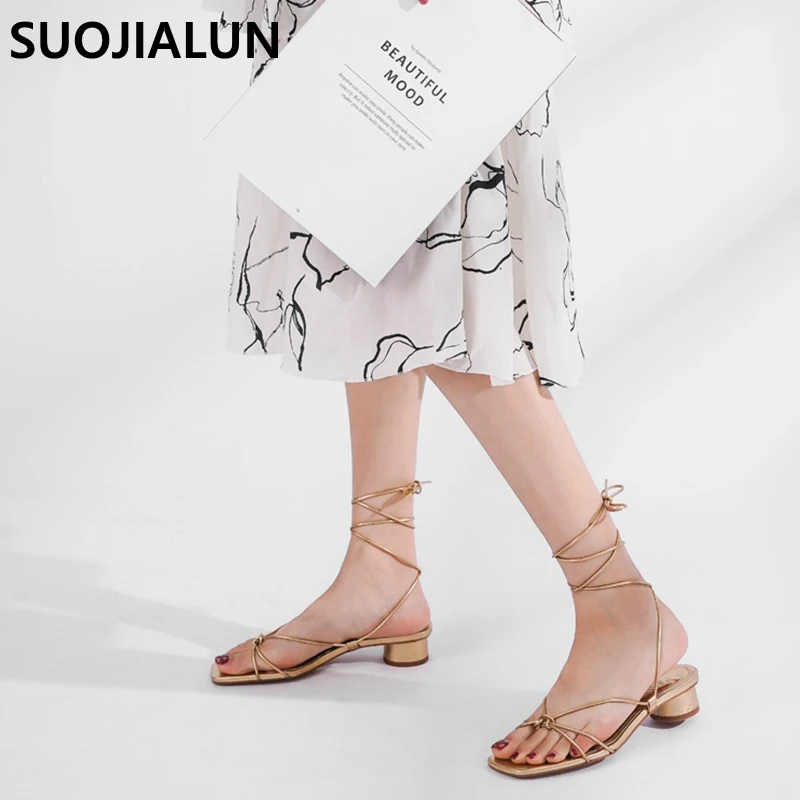 Сандалии на низком каблуке с ремешком щиколотке элегантные римские сандалии