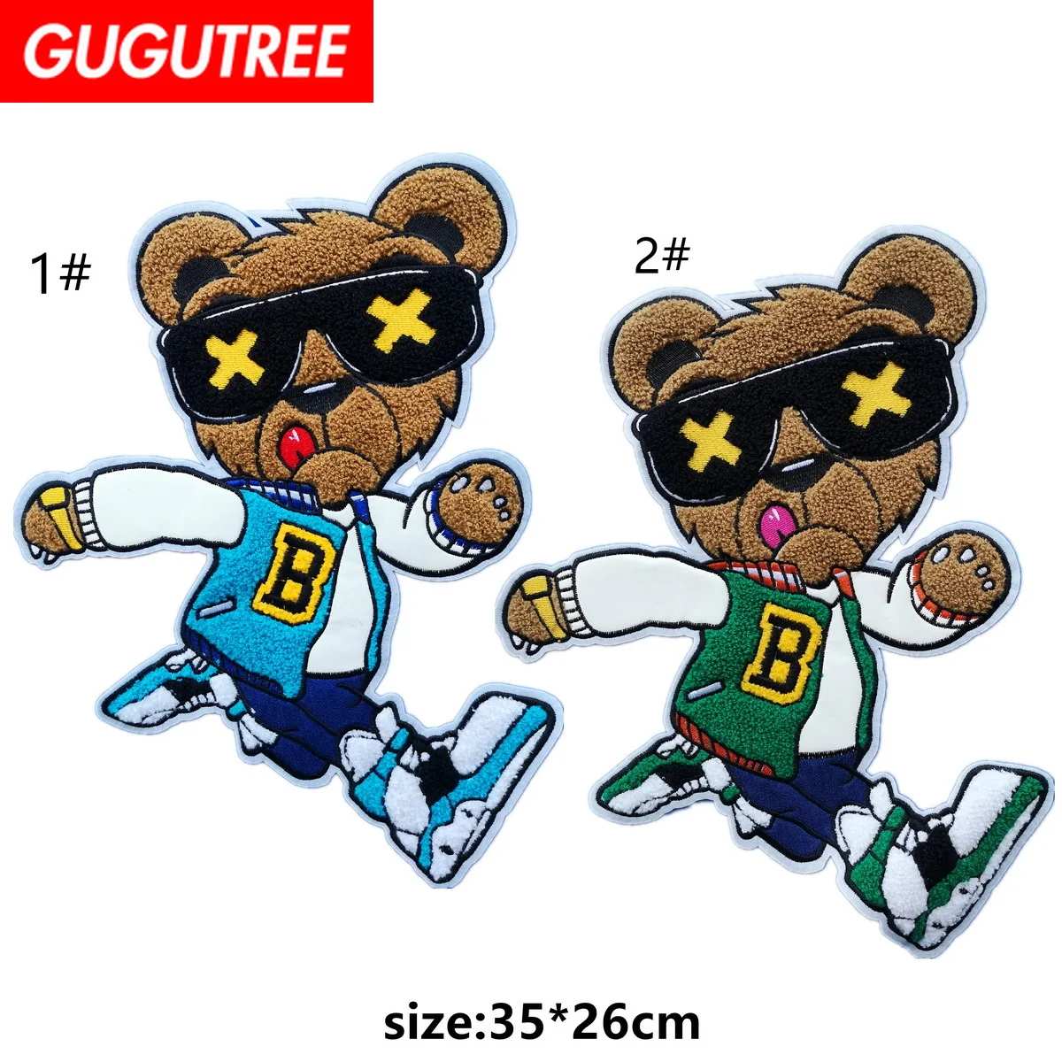 Вышивка GUGUTREE большие крутые нашивки с медведем животными из мультфильмов