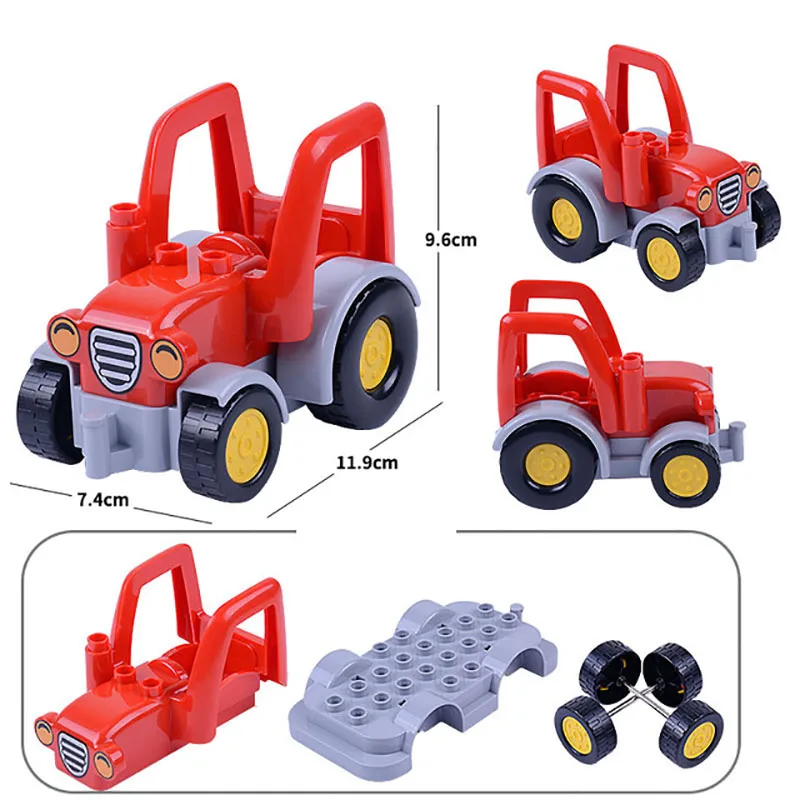 Большой кирпич город с изображением мультяшного автомобиля трейлер грузовик