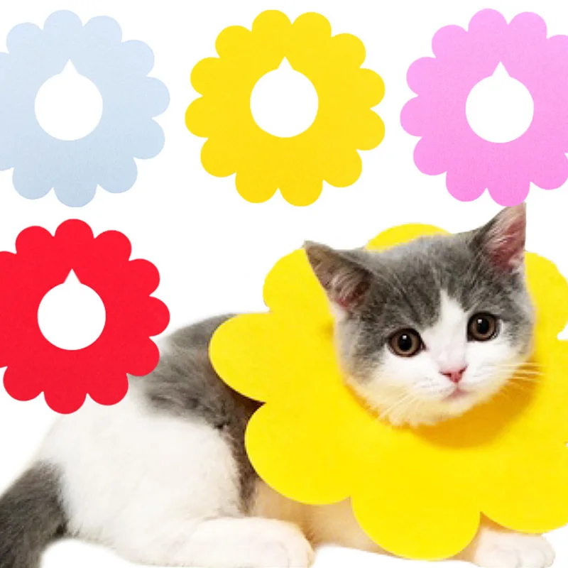 5 шт. мягкий питомец кот Анти-укуса ран Исцеление воротник в виде подсолнуха слюны