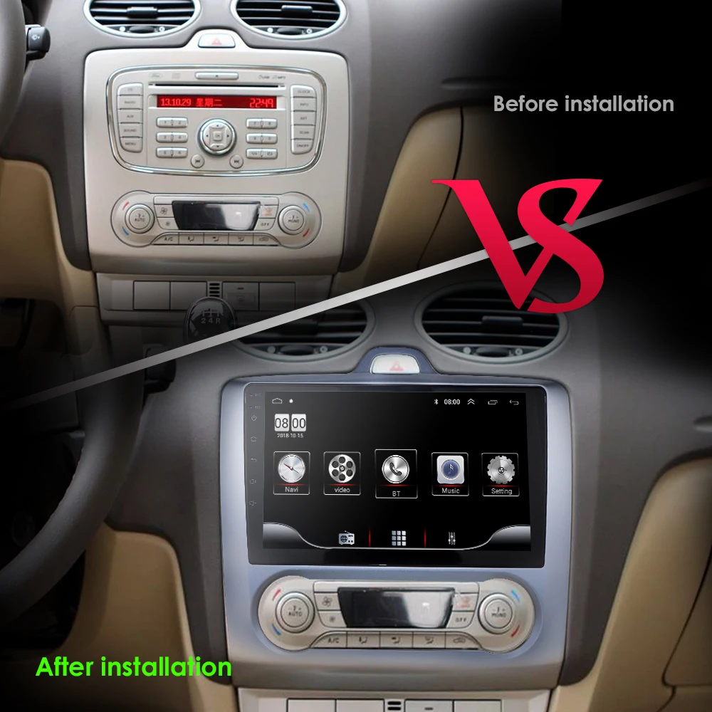 Для 2004 2005 2006-2011 Ford Focus Exi на Android 9,0 2 DIN 9 дюймов gps навигации сенсорный экран Quad-core автомобильный радиоприемник 3g