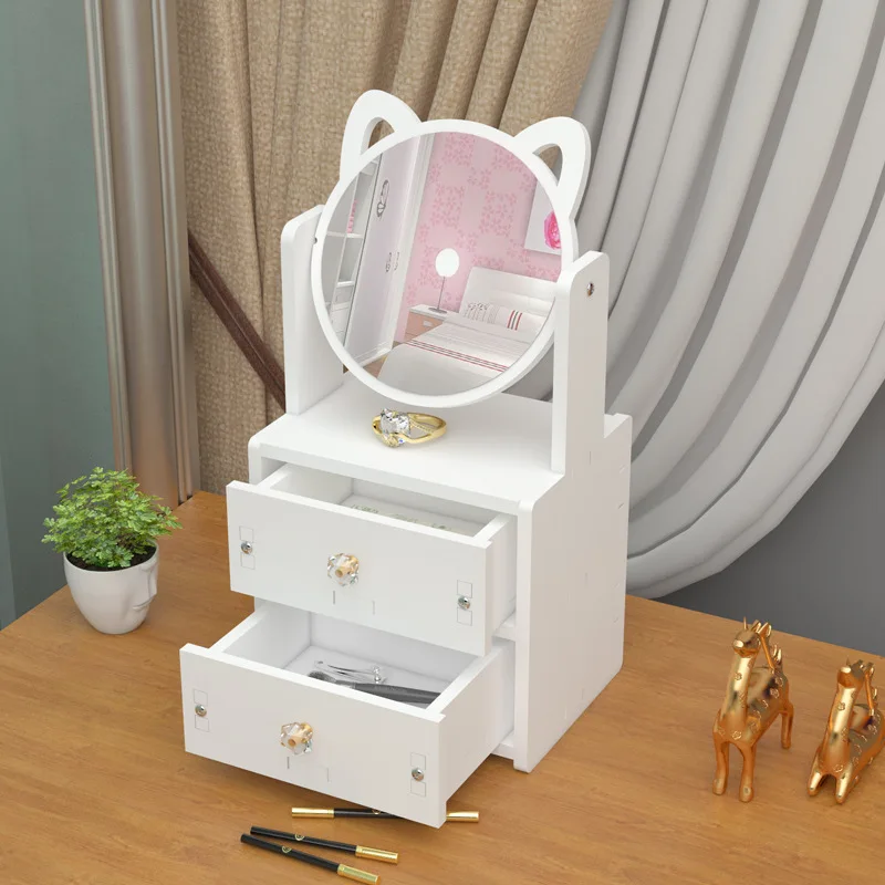 

Makeup mirror portable mirror girl desktop dressing mirror student dormitory dressing table simple mirror with storage box
