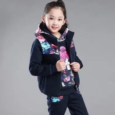 as pictures Плотные теплые комплекты одежды для девочек Детский костюм с курткой и штанами с Микки и Минни Спортивный костюм для холодов для девочек-подростков, комплект детской одежды, жилет - Цвет: as pictures