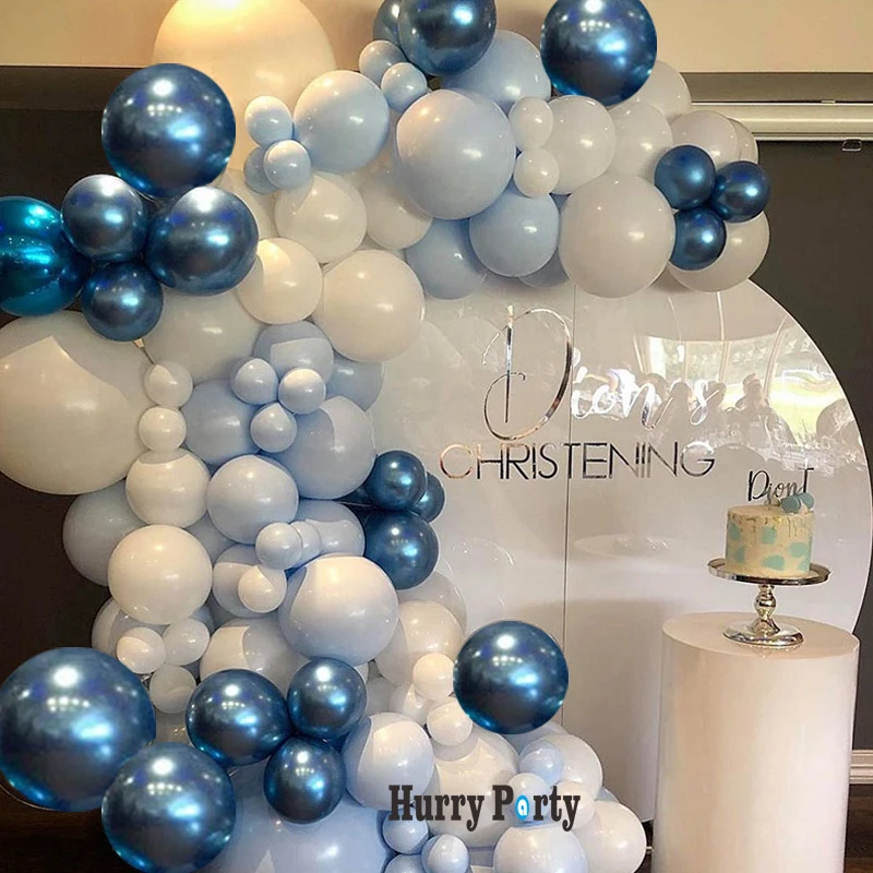 

145Pcs Metallic Blue Ballon Garland Arch Kit Pastel Macaron Blue White Latex Balloons Engagement Anniversary Party Decoration
