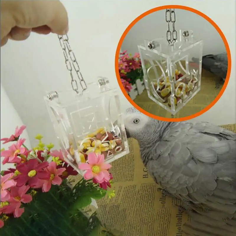 Портативная прозрачная акриловая кормушка для птиц подвесная игрушка кормления