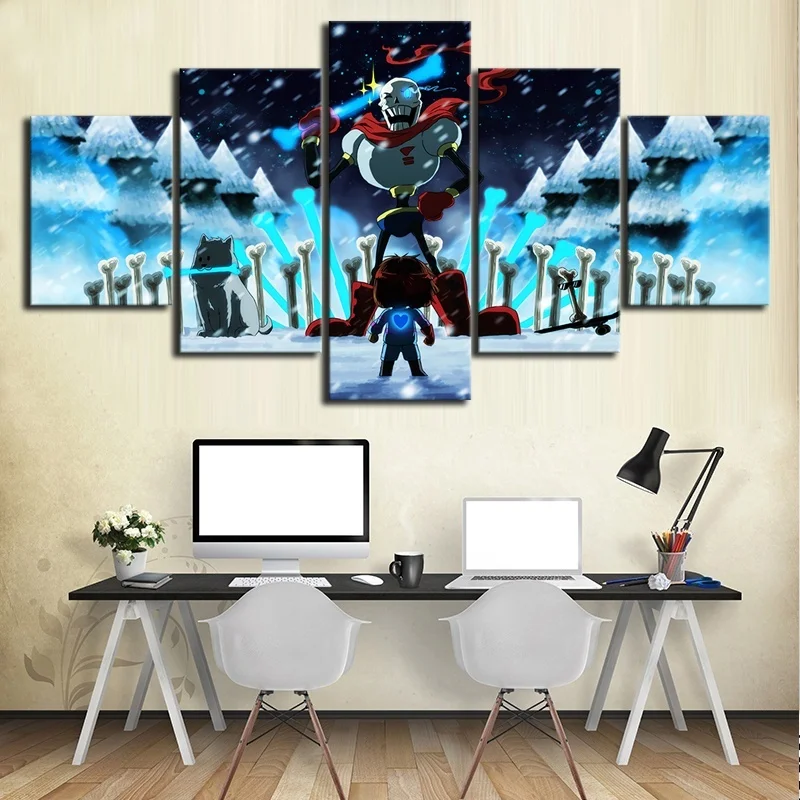 

Modern Game Poster 5 Pieces Undertale Wall Art Canvas Painting Home Decor For Living Room Pictures Printed Animation Artwork