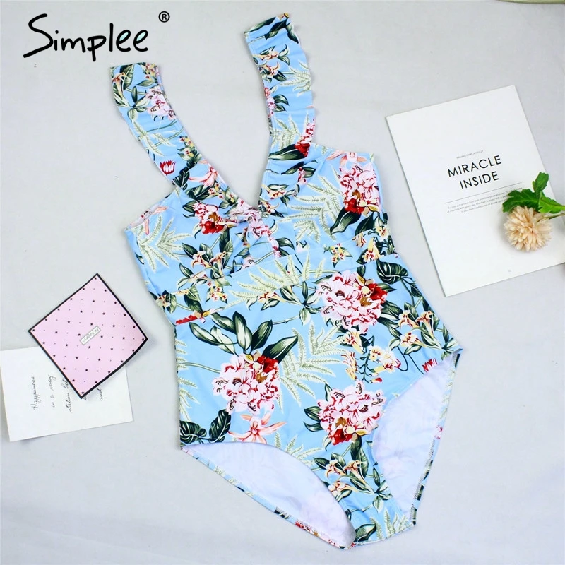 Женский купальник Simplee с цветочным принтом цельный купальный костюм пуш-ап и